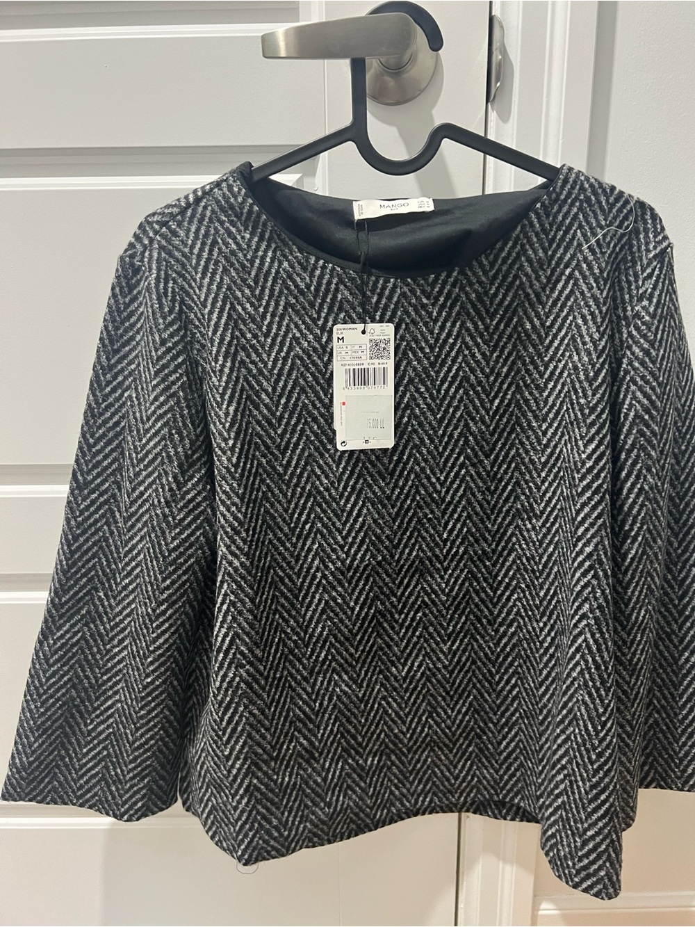 Mango Women’s Black & White Herringbone Sweater